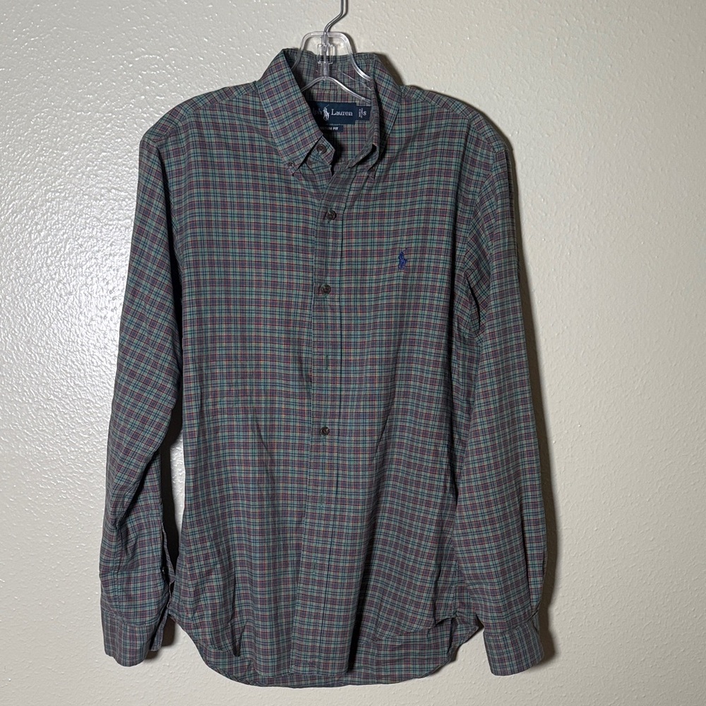 Polo by Ralph Lauren Men's Green and Red Plaid Shirt